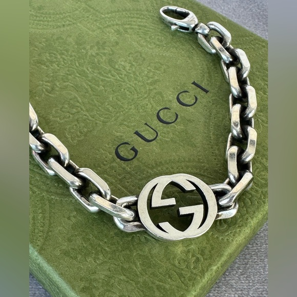 Gucci Interlocking GG Sterling Silver Chain Bracelet - Picture 2 of 8